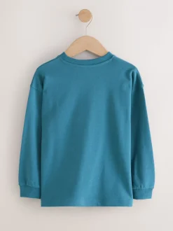 Blauwgroen - Relaxed Fit Long Sleeve Heavyweight T-Shirt (3-16yrs)