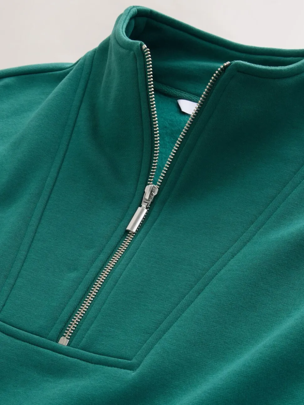 Blauwgroen - Relaxed fit sweatshirt van zware katoenrijke jersey met ritssluiting bij de hals
