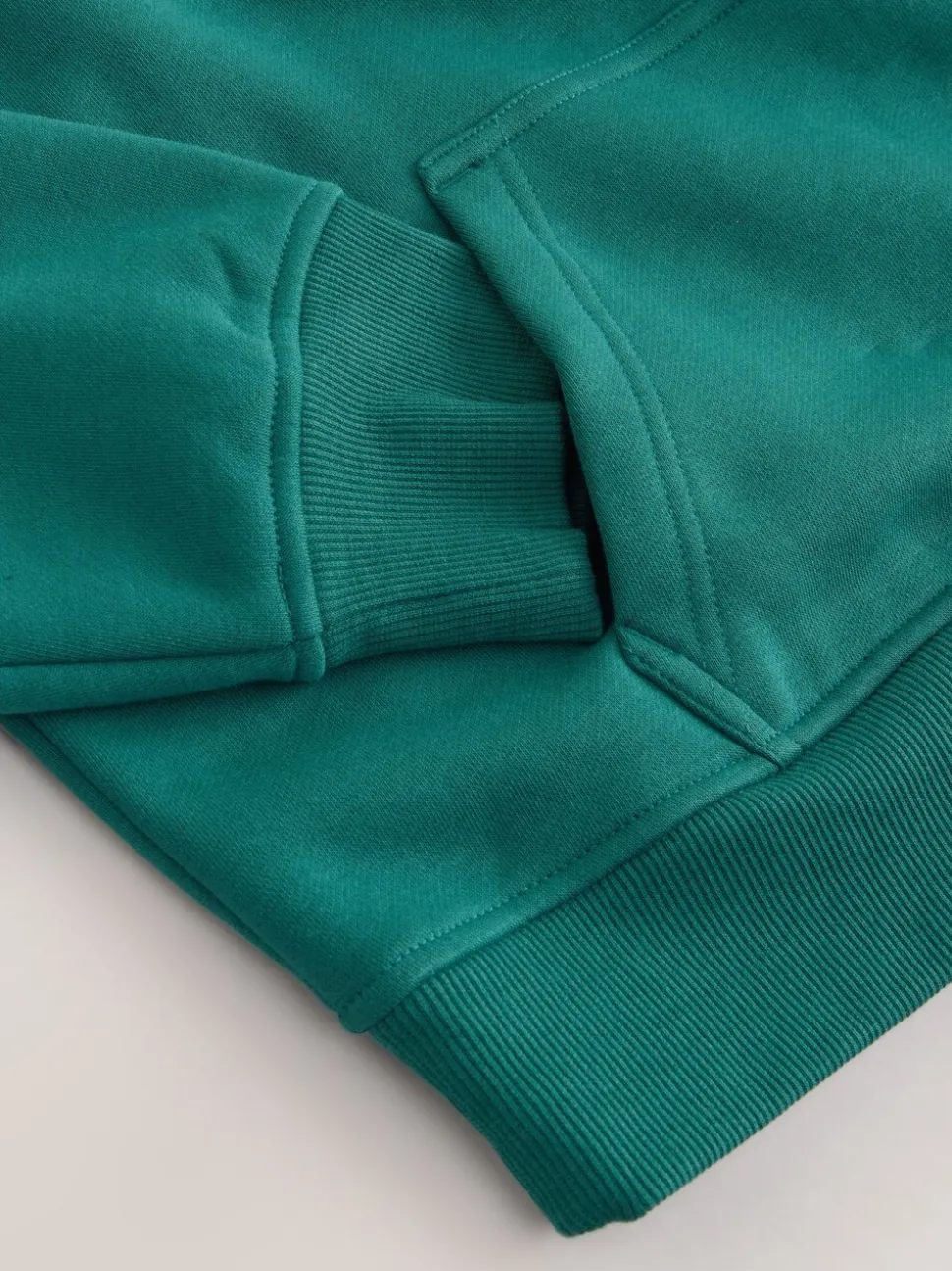 Blauwgroen - Relaxed fit sweatshirt van zware katoenrijke jersey met ritssluiting bij de hals