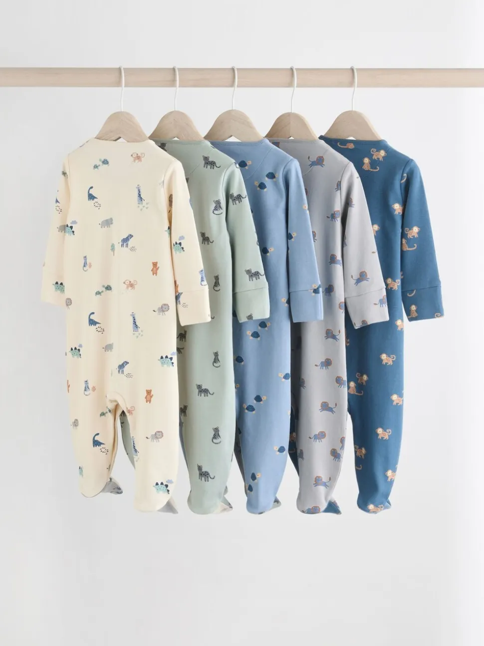 Blauwgroen - Set van 5 baby-pyjama's met patroon (0-2jr)