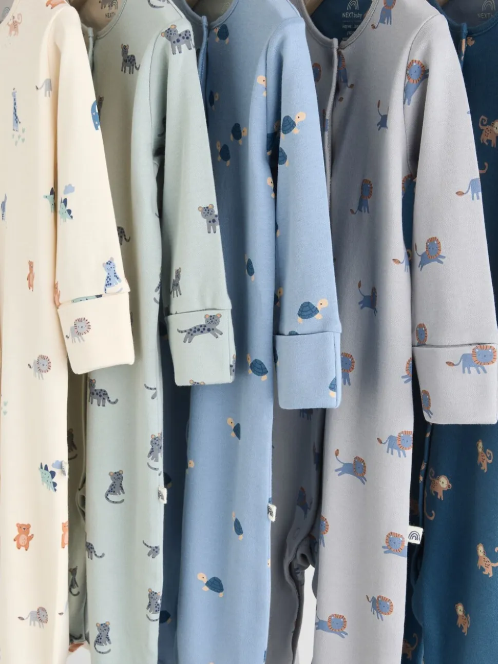 Blauwgroen - Set van 5 baby-pyjama's met patroon (0-2jr)