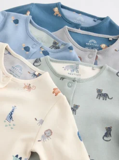 Blauwgroen - Set van 5 baby-pyjama's met patroon (0-2jr)