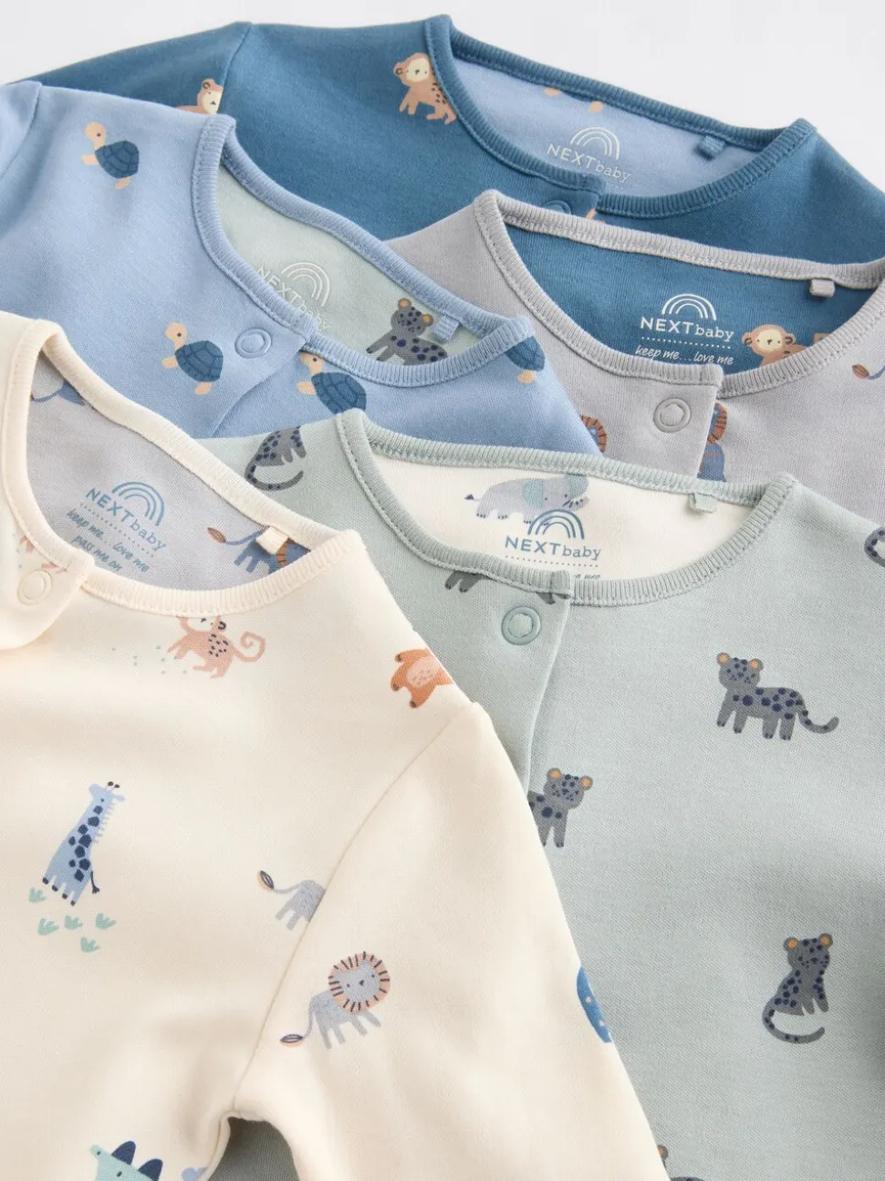 Blauwgroen - Set van 5 baby-pyjama's met patroon (0-2jr)