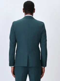 Blauwgroen - Slim Fit - Kostuum met textuur: colbert