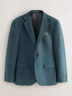 Blauwgroen - Slim Fit - Kostuum met textuur: colbert