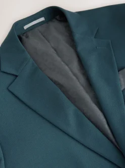 Blauwgroen - Slim Fit - Kostuum met textuur: colbert