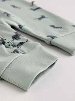 Blauwgroen - Verpakking van 3 baby-pyjama's met rits en print (0mnd -3jr)