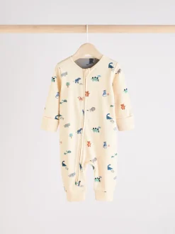 Blauwgroen - Verpakking van 3 baby-pyjama's met rits en print (0mnd -3jr)