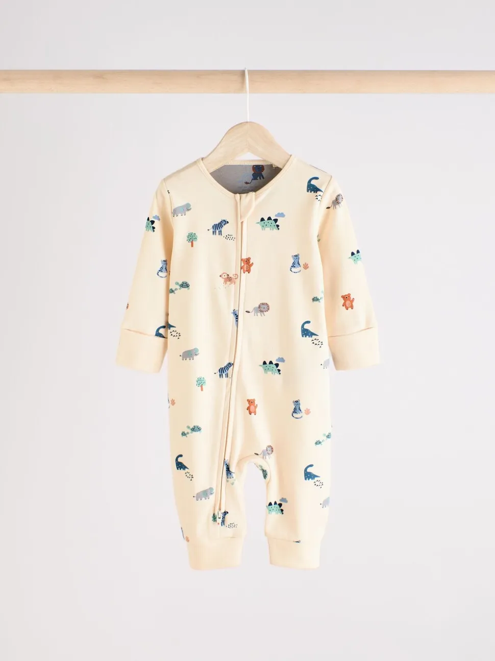 Blauwgroen - Verpakking van 3 baby-pyjama's met rits en print (0mnd -3jr)