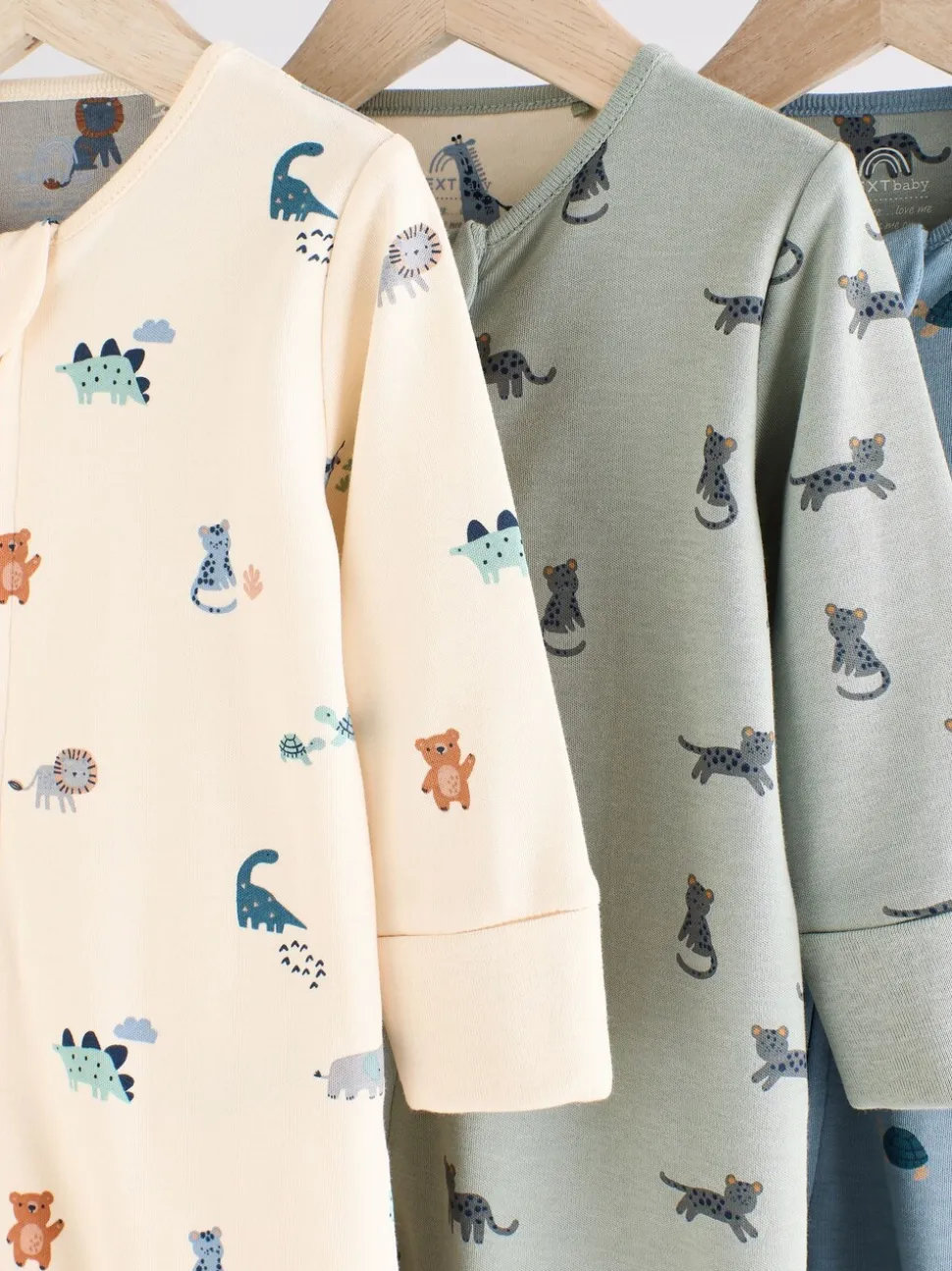 Blauwgroen - Verpakking van 3 baby-pyjama's met rits en print (0mnd -3jr)