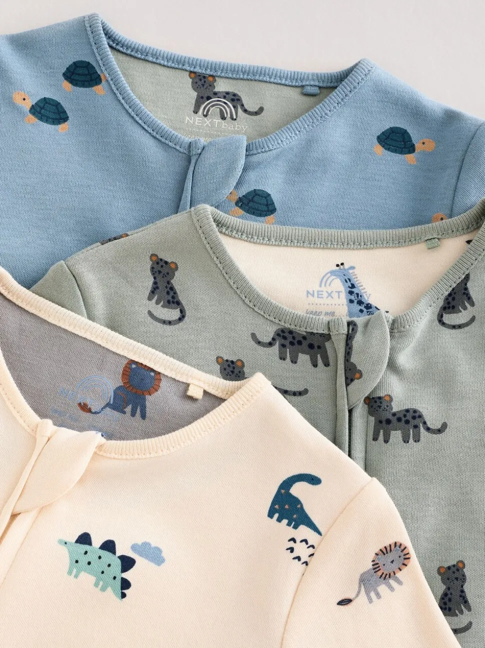 Blauwgroen - Verpakking van 3 baby-pyjama's met rits en print (0mnd -3jr)