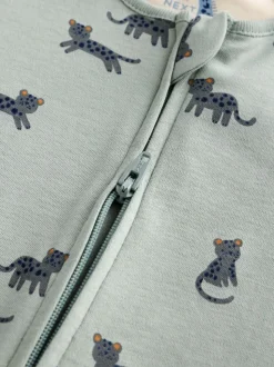 Blauwgroen - Verpakking van 3 baby-pyjama's met rits en print (0mnd -3jr)