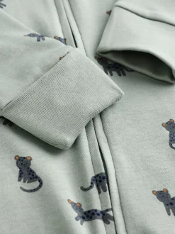 Blauwgroen - Verpakking van 3 baby-pyjama's met rits en print (0mnd -3jr)