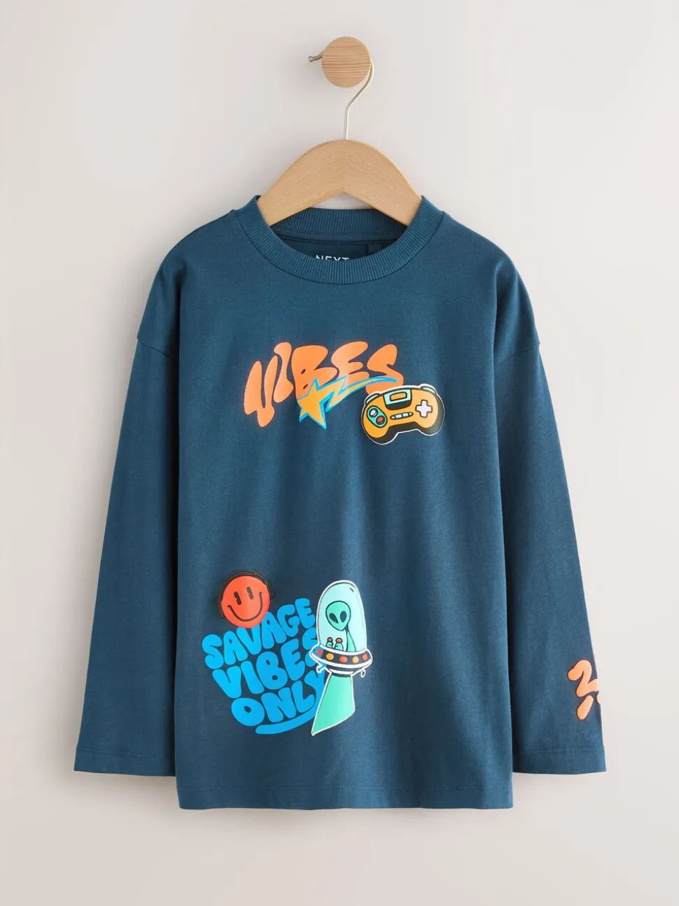 Blauwgroen/blauw/grijs felle graffiti - 3 Relaxed Fit T-shirts met grafische print en lange mouwen (3-16jr)