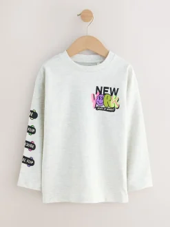 Blauwgroen/blauw/grijs felle graffiti - 3 Relaxed Fit T-shirts met grafische print en lange mouwen (3-16jr)