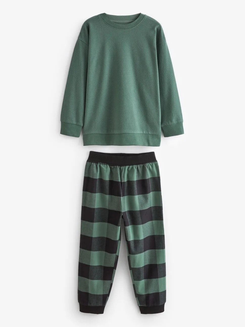 Blauw/Groen/Bruin - Verpakking van 3 geweven geruite pyjama's (3-16 jr)