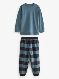 Blauw/Groen/Bruin - Verpakking van 3 geweven geruite pyjama's (3-16 jr)