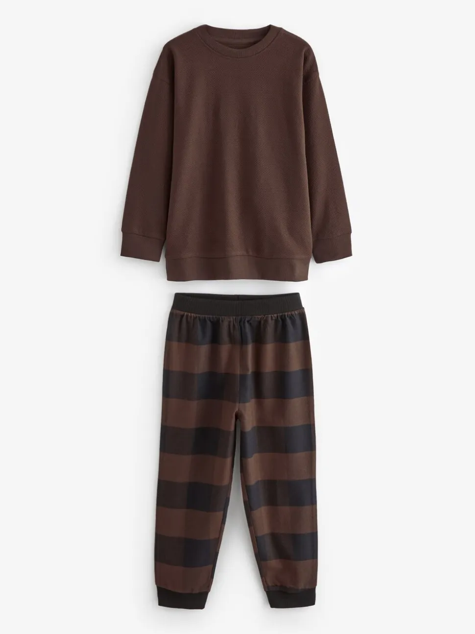 Blauw/Groen/Bruin - Verpakking van 3 geweven geruite pyjama's (3-16 jr)