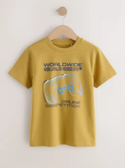 Blauw/groen/geel - Regular fit T-shirts met grafische print en korte mouwen 3 stuks (3-16jr)