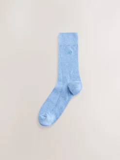 Blauw/groen/grijs - Verpakking van 5 - Frisblijvende sokken met borduursel