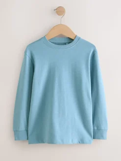 Blauw/Groen/Grijs/Kiezelkleurig - Verpakking van 4 zachte T-shirts met lange mouwen (3-16jr)