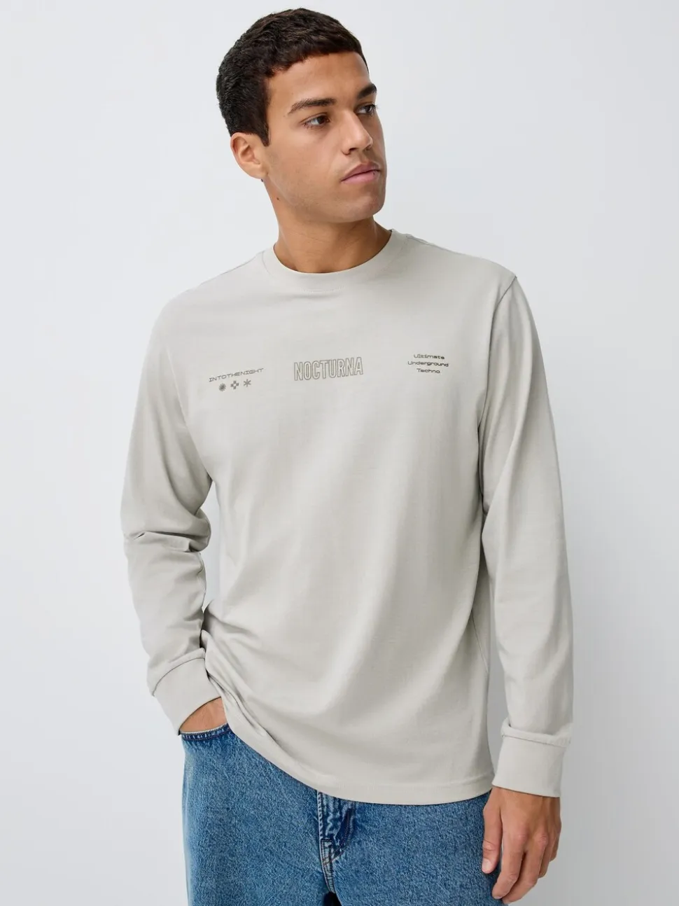 Blauw/Groen/Kiezelkleurig - Relaxed Fit Long Sleeve Graphic Multipack T-Shirt