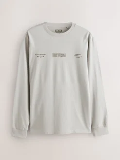 Blauw/Groen/Kiezelkleurig - Relaxed Fit Long Sleeve Graphic Multipack T-Shirt