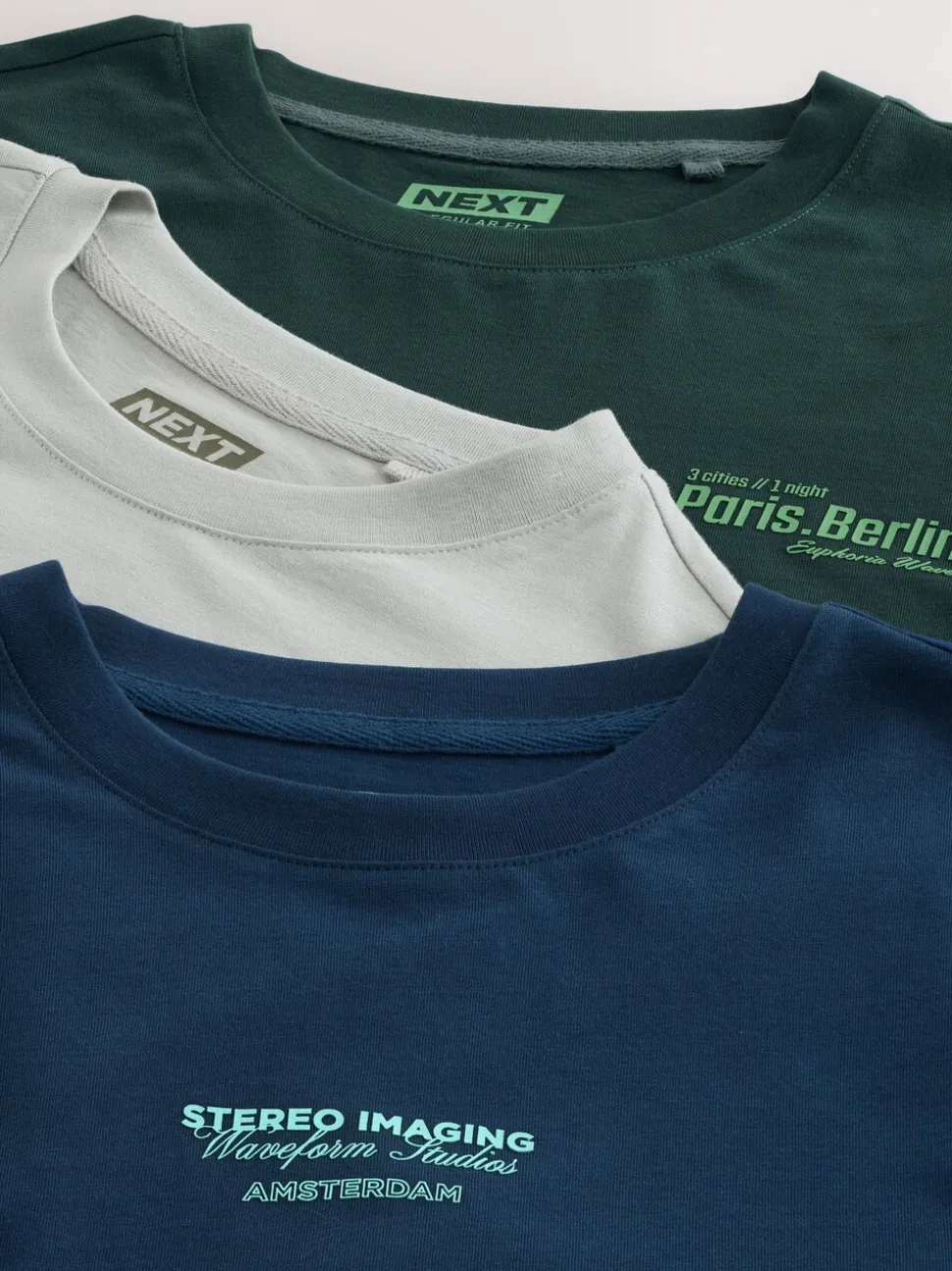 Blauw/Groen/Kiezelkleurig - Relaxed Fit Long Sleeve Graphic Multipack T-Shirt