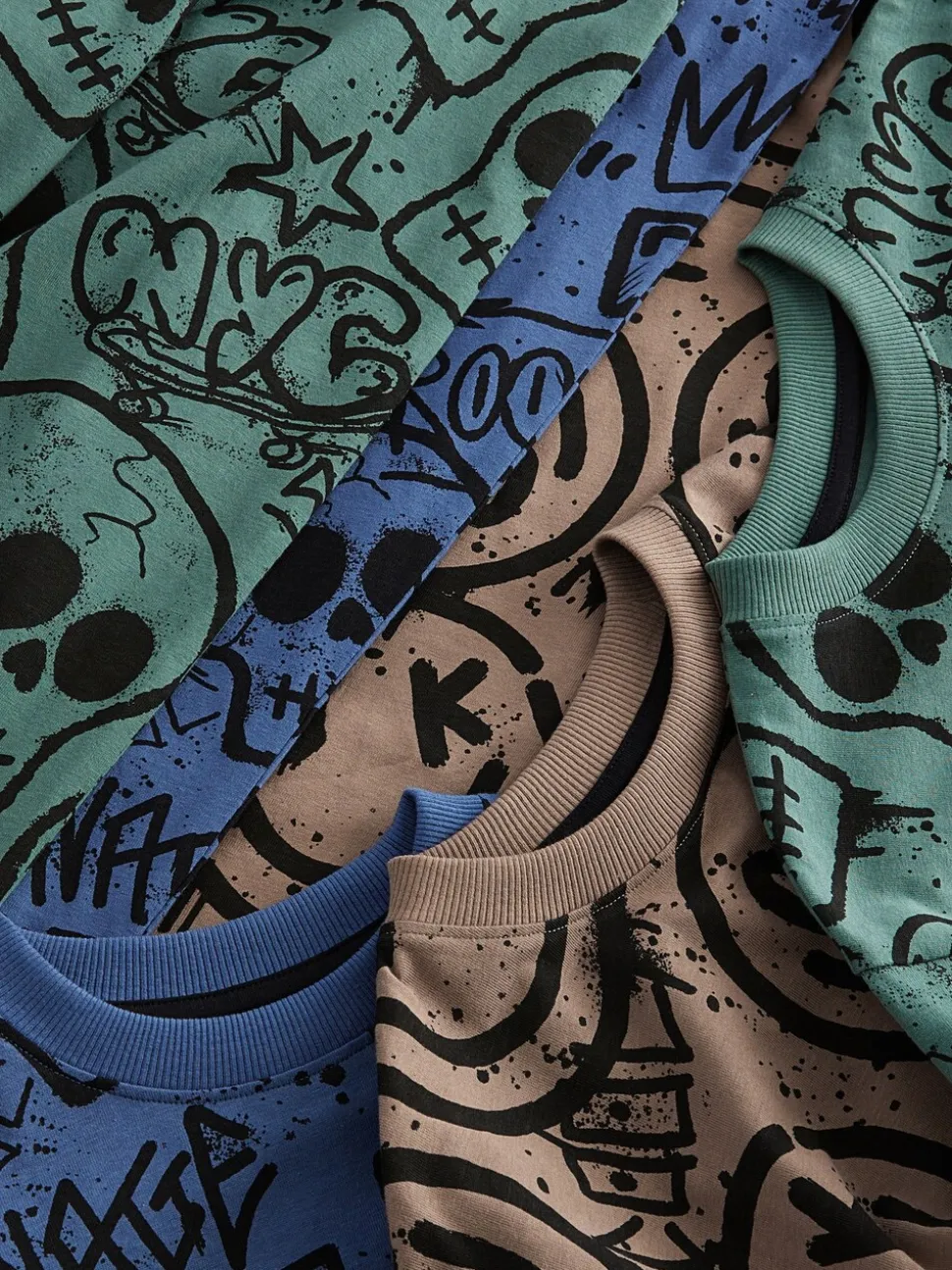 Blauw/Groen/Naturel personage - Verpakking van 3 pyjama's met lange mouwen (3-16 jr)
