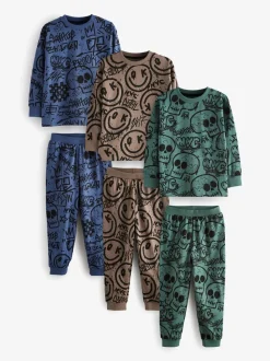 Blauw/Groen/Naturel personage - Verpakking van 3 pyjama's met lange mouwen (3-16 jr)