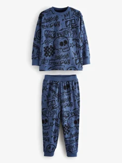 Blauw/Groen/Naturel personage - Verpakking van 3 pyjama's met lange mouwen (3-16 jr)