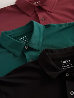 Blauwgroen/Zwart/Roest Rood - Set van 3 jersey poloshirts met korte mouwen