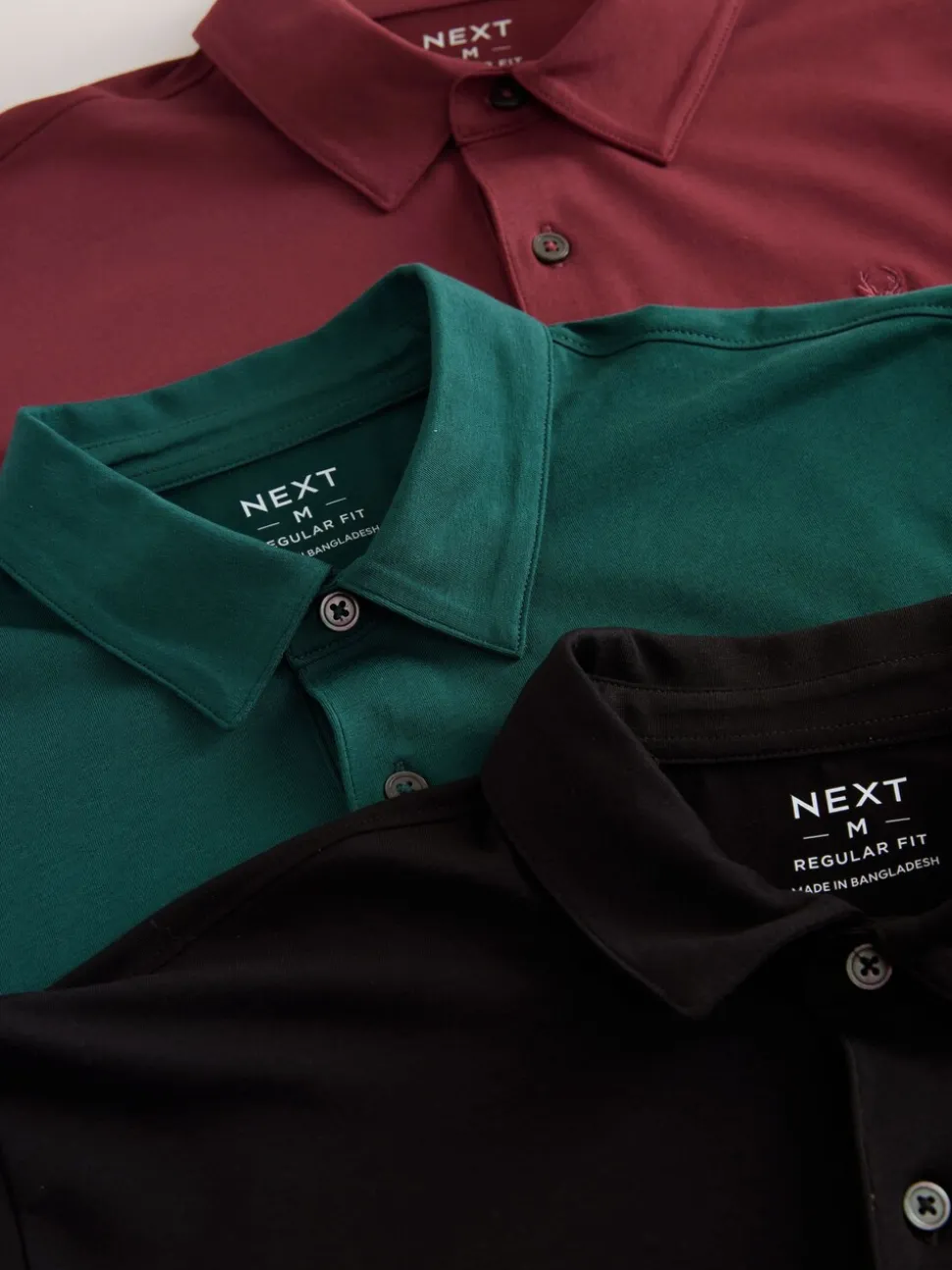 Blauwgroen/Zwart/Roest Rood - Set van 3 jersey poloshirts met korte mouwen