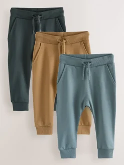 Blauw/Lichtbruin/Antracietgrijs - Set van 3 superskinny joggingbroeken (3 mnd-7 jr)