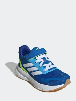 Blauw/limoengroen - adidas Runfalcon 5 kindersneakers met elastische veters