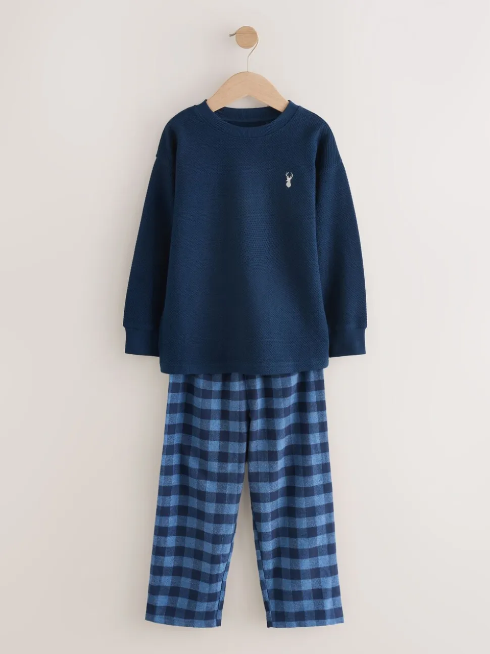 Blauw/marine - Enkele geweven pyjama (3 - 16 jr)