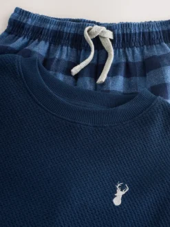 Blauw/marine - Enkele geweven pyjama (3 - 16 jr)