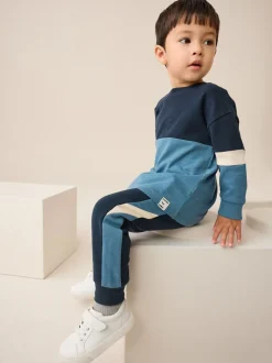 Blauw/marine - Set van zacht T-shirt met lange mouwen en joggingbroek (3mnd-7jr)