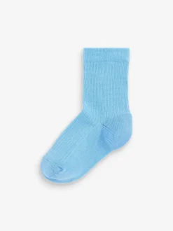Blauw/marine - Verpakking van 7 paar fijngeribbelde sokken met hoog katoengehalte