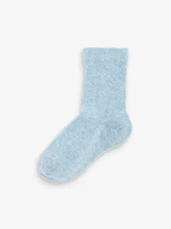 Blauw/marine - Verpakking van 7 paar fijngeribbelde sokken met hoog katoengehalte