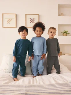 Blauw/marineblauw/grijs - Verpakking van 3 relaxed fit pyjama's (9mnd-12jr)