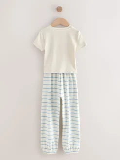 Blauw/Naturel Strepen Beer - Verpakking van 3 pyjama's met joggingbroek (3-16 jr)
