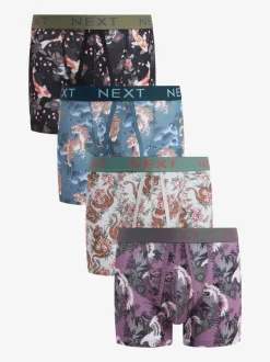Blauw/paars - Animal - 4 Boxershorts zonder plooi