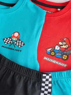 Blauw/rode Mario Kart - Korte 100% katoenen pyjama's verpakking van 2 (3 - 16 jr)