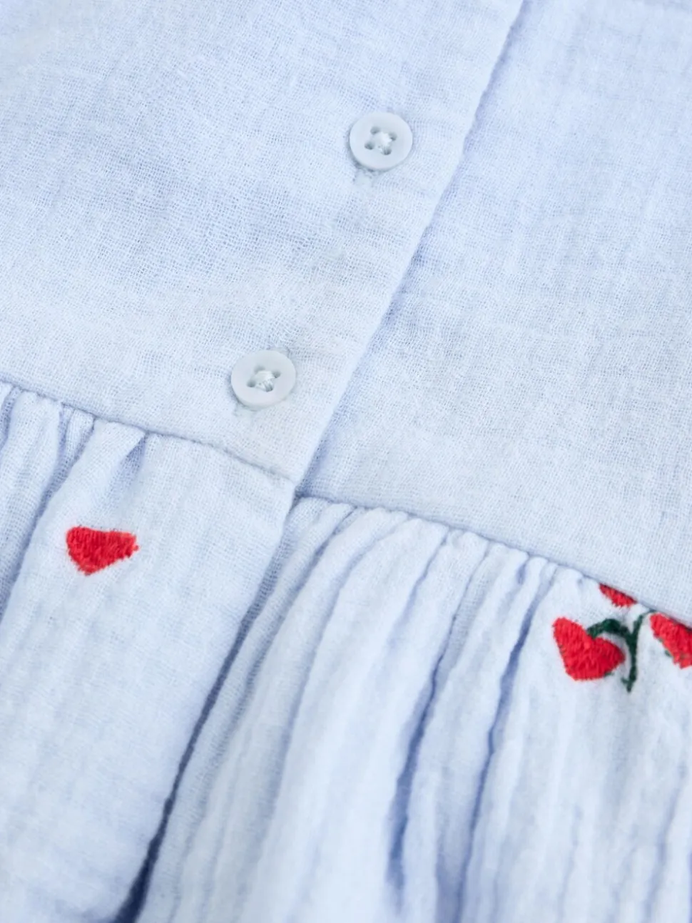 Blauw/rood - Baby Long Sleeve Embroidered Dress (0mths-2yrs)