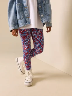 Blauw-rood gebloemd - Legging (3-16 jr)