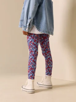 Blauw-rood gebloemd - Legging (3-16 jr)