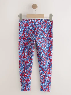 Blauw-rood gebloemd - Legging (3-16 jr)