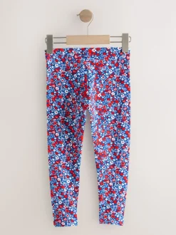 Blauw-rood gebloemd - Legging (3-16 jr)