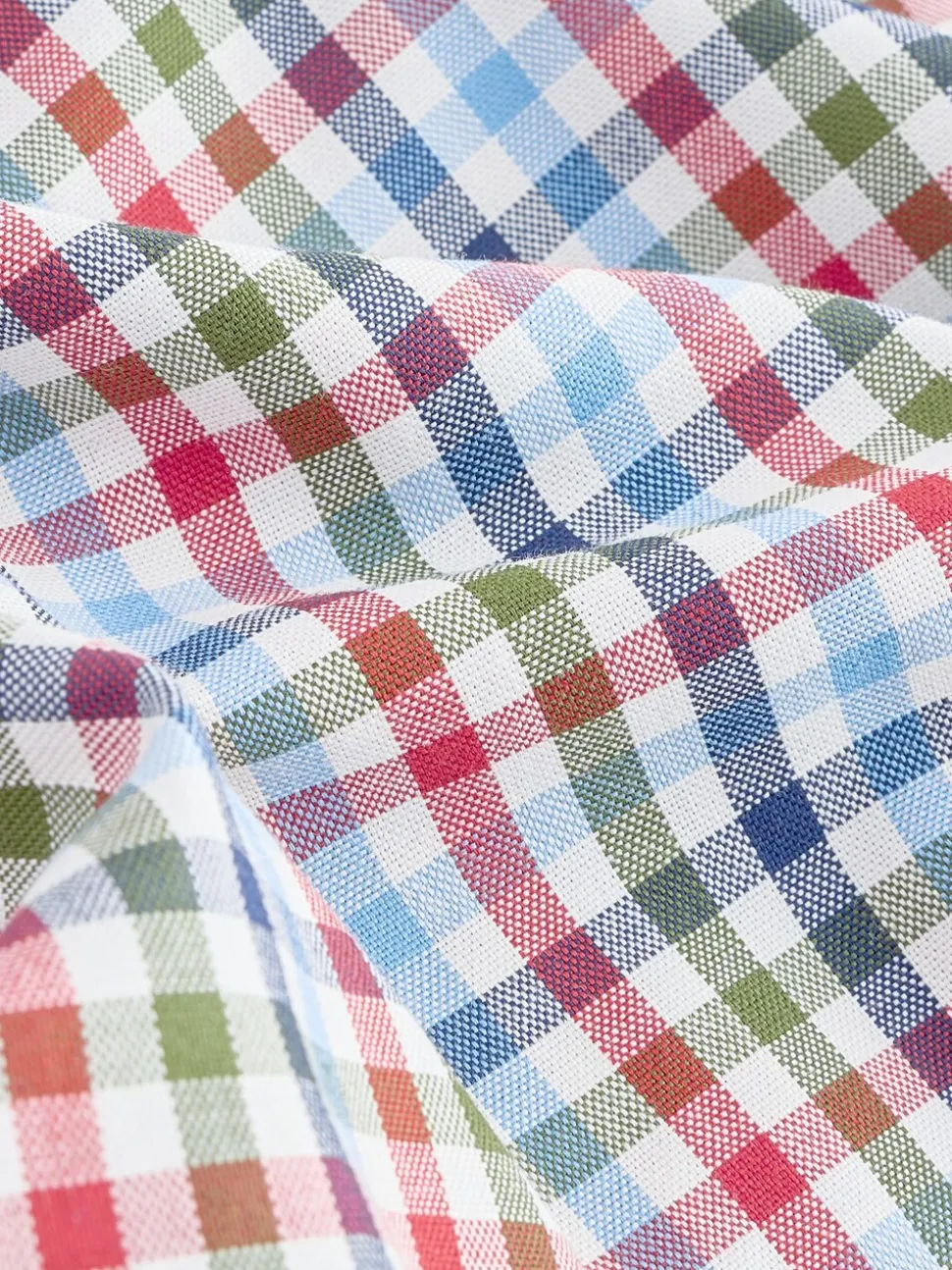 Blauw/rood geruit - Strijvrij Oxford overhemd met korte mouwen en knopen